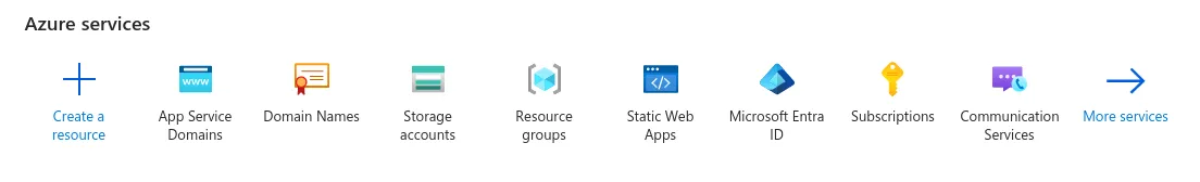 A grid of icons for various Azure services with the \